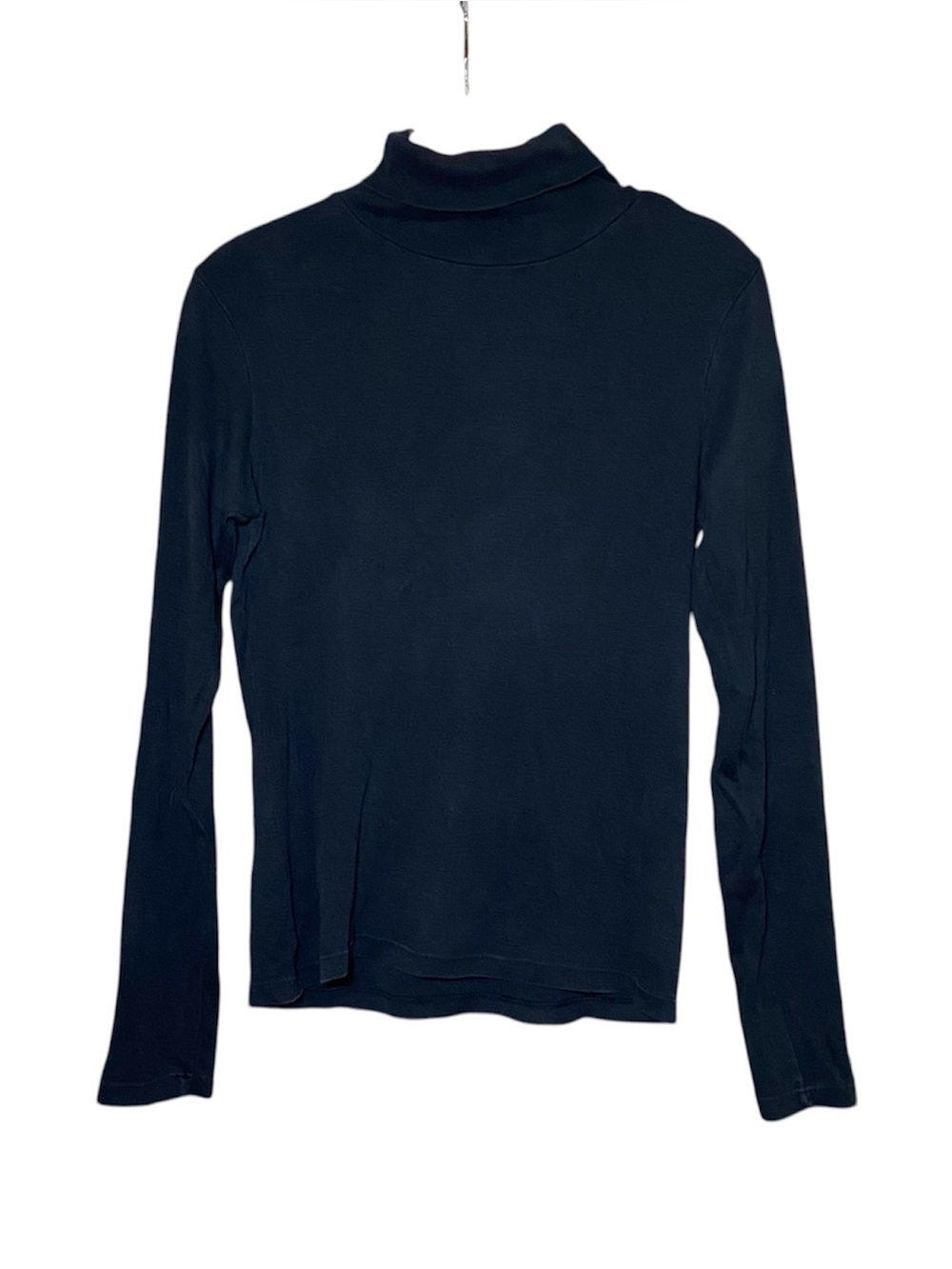 Vintage Style Black Cotton Turtleneck USA Made Minimalist Soft Girl Basic